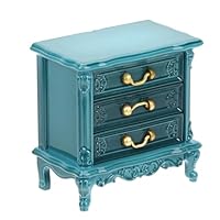 Toddmomy Doll House Mini Bedside Table Ornaments - Blue Plastic Miniature Nightstand for Dollhouse Furniture and Mini House Accessories