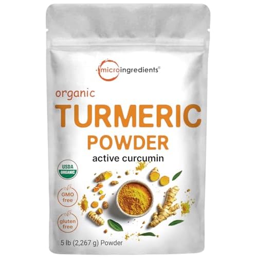 Organic Turmeric Powder, 5 Pounds | Rich in Active Curcumin | Pure Turmeric Supplement | Antioxidant Support for Joint & Immune Health | Non-GMO, Vegan Friendly, India Origin