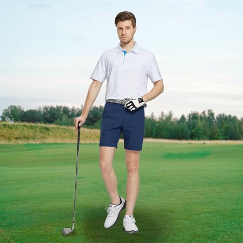 Image of M MAELREG Mens Golf Shirt Short Sleeve Dry Fit Print Moisture Wicking Performance Patterns Collared Polo Shirt