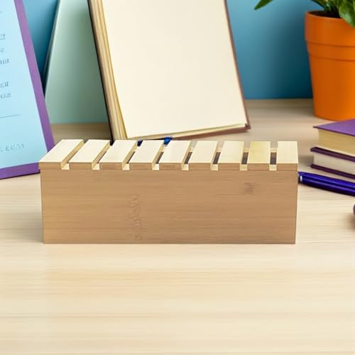 Boîte de rangement de bureau avec support téléphone et gestion de câbles - 6