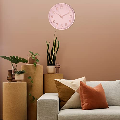Image of HZDHCLH Pink Wall Clocks Battery Operated,12 inch Silent Non Ticking Modern Wall Clock for Living Room Bedroom Kitchen Office Classroom Decor