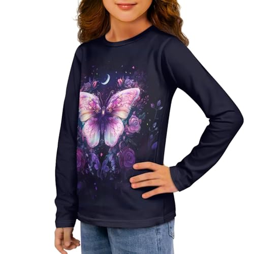 Image of Long Sleeve Shirts for Girls Casual Crewneck Tops Fall Winter Outfits for 3-16 Years Old