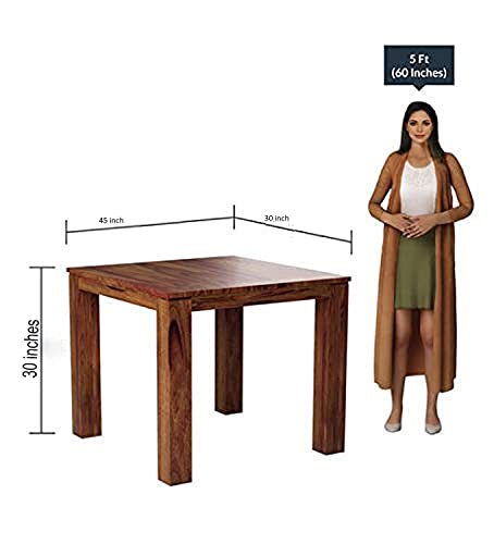 Image of VK Furniture Sheesham Solid Wood 4 Seater Dining Table Set of Four with 4 Cushion Chairs for Dinner Hall Kitchen Living Room Home Office Restaurant |L45 X W30 X H30|Natural Finish