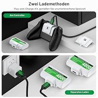 HELLCOOL Xbox Controller Akku, 2 x 4800 mWh Akku kompatibel mit Xbox One S/X/Elite Controller, Xbox Series X/S Controller, Lade und Play, 12Std Spielzeit – Ansicht 6