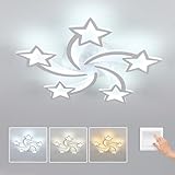 Goeco Kids Ceiling Light, 3 Light Modes (3000K/4500K/6000K) Modern Acrylic LED Close to Ceiling Light Fixture, White Star Shape Flush Mount Lamp for Kids Room, Nursery, Bedroom, Living Room