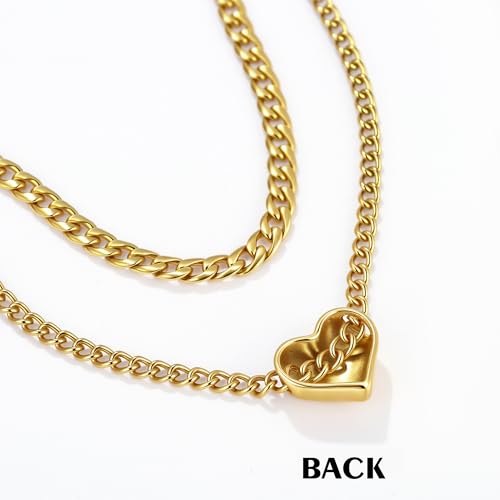 CONRAN KREMIX Waterproof Chunky Gold Necklace for Women Non Tarnish,Stainless Steel Stack Necklace,Paper Clip Rope Chain Gift for Women3