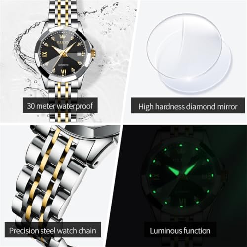 Image of OLEVS Womens Watches Automatic Luxury Dress Ladies Watch Ceramic Strap Rose Gold Self Winding Female Wrist Watch