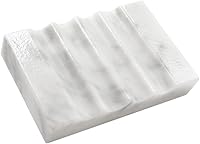 WeDoDecor Real Marble Soap Dish for Shower - Self-Draining Stone Tray, Non-Slip Bar Soap Holder, Luxury White Bathroom Accessory