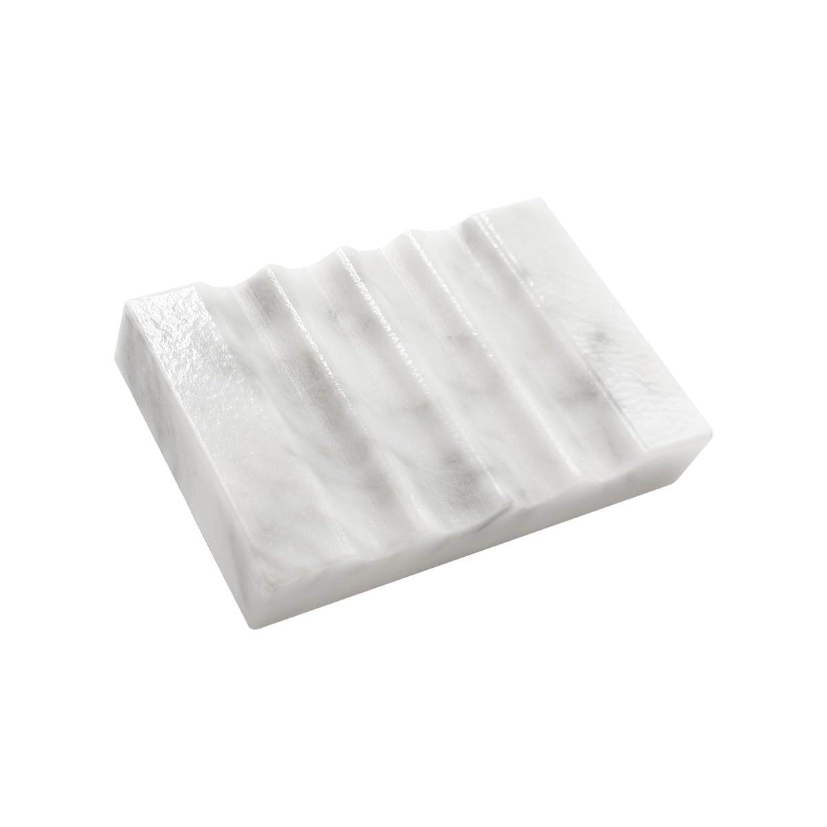 WeDoDecor Real Marble Soap Dish for Shower Stone Tray Small Bar Soap Holder with Self Draining Non-Slip Luxury