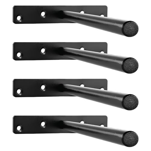 MLOQI 4 Pack Floating Shelf Brackets Heavy Duty Black Invisible Shelf Brackets Hidden Shelf Support 6 Inch
