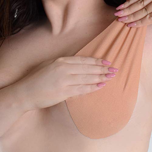 Preisvergleich Produktbild Nipple Cover - Trägerloser Klebe BH Push Up Büstenhalter Rückenfrei,Unsichtbar Atmungsaktiv Nippelabdeckung Selbstklebender Brustaufkleber Bra Nipple Cover für Ballkleider Abendkleider (Beige L)