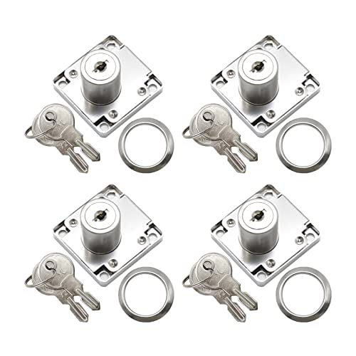 4 Uds. Muebles Gabinete Cerradura de Cilindro Cerradura de Cilindro Puerta Aleación de Zinc Cam Lock Accesorios con 8 Llaves para Armarios, Buzón de Muebles