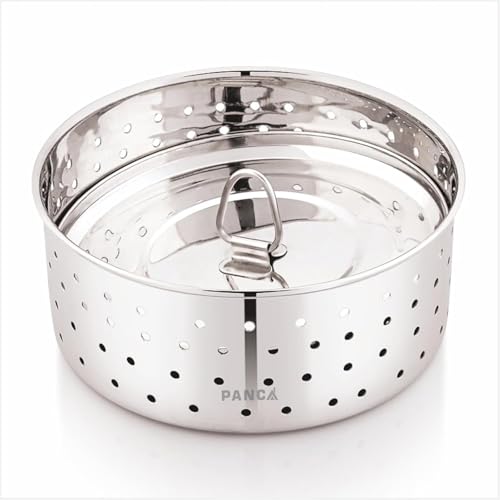 PANCA Stainless Steel Paneer Maker Mould Medium Size, Paneer Press With Lid, Tofu Press Mould Maker, Whey Seperator (Round, 500Ml Capacity),Silver