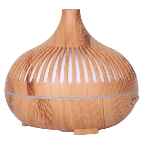 Image of Bedroom Humidifier for Sleep Essential Oil Diffuser with Flame Effect Night Light Ultrasonic Cool Mist Air Quiet USB Auto Shut Off Aromatherapy Diffuser (Humidifier Wood Grain)