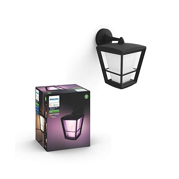 Philips Hue Econic Smart Outdoor Wandlaterne, Weiß & Farbe, unten (Hue Hub erforderlich, Smart Light Kompatibel mit Alexa, Apple Homekit & Google Assistant)