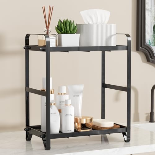 Josmimic Bathroom Makeup Organizer Countertop: Black Metal Countertop Organizer for Bathroom, Kitchen Storage Cosmetics, Spices Josmimic Bathroom Makeup Organizer Countertop: Black Metal Countertop Organizer for Bathroom, Kitchen Storage Cosmetics, Spices
