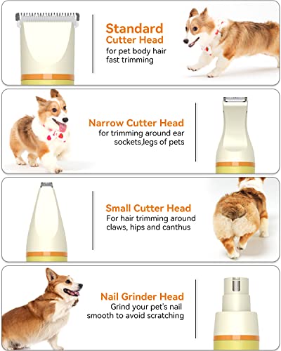 Unibono Pet Grooming Kit For Dog And Cat, All-In-One Low Noise Paw Trimmer Electric Puppy Clippers Rechargeable Cordless Ipx7 Waterproof Claw Trimmer Shaver Nail Grinder For Small To Medium Pet #TOP1
