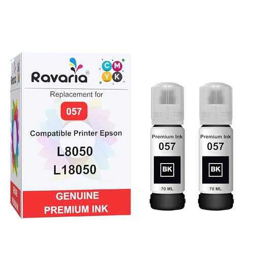 Image of 057 Compatible Ink for EP L8050 L18050 Printer. (057 Black Ink 2 Pcs)