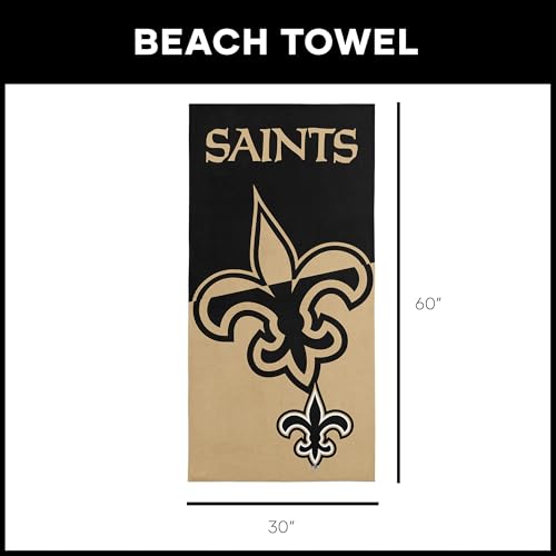 Image of Northwest NFL New Orleans Saints Microfiber Beach Towel, 30 x 60 Inches - Quick Dry, Sand Resistant, Lightweight, Highly Absorbent, Incisor Design