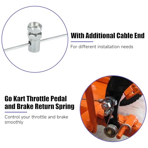 Image of 75 inch Universal Go Kart Throttle Cable Straight Replacement for 90cc 110cc 125cc Go Kart Yerf Dog Kandi Mini Bike Dirt Bike Scooter Buggy Overall Length 82 inch with Brake Return Pedal Springs