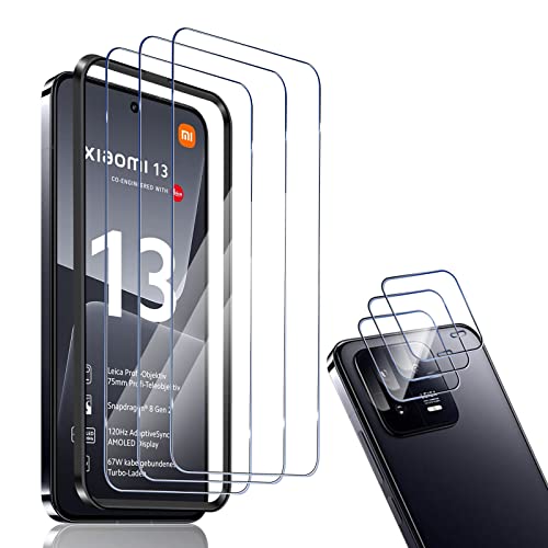 HidWee für Panzerglas Kompatibel mit Xiaomi 13 5G Panzerfolie mit Rahmen Positionierhilfe, 3 Stück 9H Härte Panzer Schut...