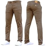 Crosshatch Mens 'Brooks' Stretch Chino Slim Fit Leg Trousers Jeans by JeanBase Cinnamon 34W X 32L