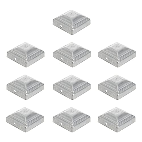 Operitacx Tapa De Cuadrada Galvanizada 60 Mm Para Vallas y Barreras De Tráfico, 10 Piezas, Cubierta Protectora Resistente Para Montaje Rápido y Duradero Exteriores