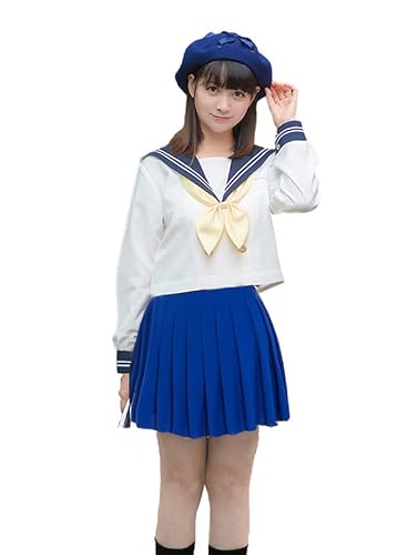 Beautifulfashionlife Women's Japan School Plus Size Plain Pleated Summer Skirts (L,Light Blue)