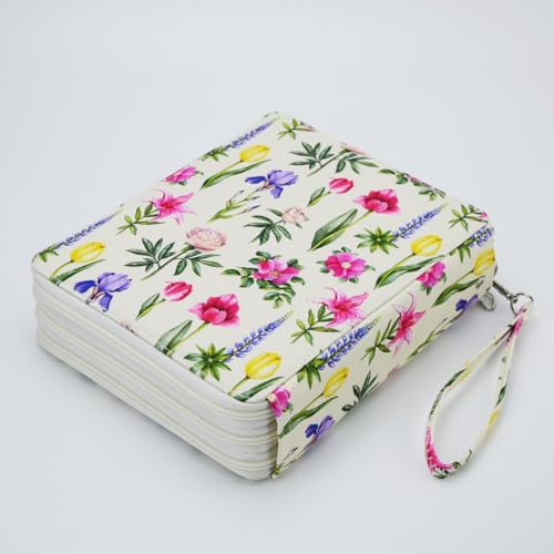 Image of YOUNGCOL 120 Slots Colored Pencil Case Color Pencil Organizer Storage Large Capacity Pencil Case (Faint Yellow + Flower)