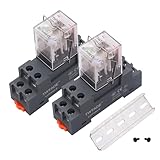 TWTADE/2PCS DC 24V Relay 10A Electromagnetic Power Coil Relay 8 Pins DPDT 2NO 2NC with Indicator Light, Socket...