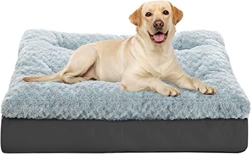 CBBPET Orthopedic Dog Bed for Medium Large Dogs, Extra Thick Washable Dog Bed with Plush Egg FoamSupport, Top Soft, Bottom Canvas, Waterproof Dog Bed, Relaxing Sleep(Cool & Warm)