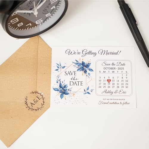 Rustic Boho Save the Date Magnet & Elegant Table Placemat Set for Weddings