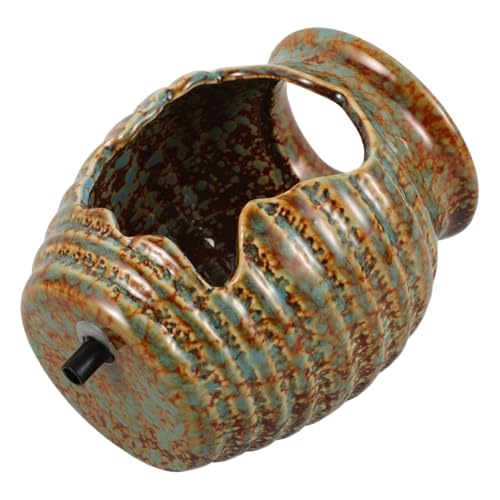 Alipis Vaso in Ceramica Cascata Paesaggistica, Fontana da Giardino Decorativa per Esterni e Interni, Ecosistema Acqua Ricircolante per Balcone, Patio e Casa senza Pompa, Versione Piccola Verde