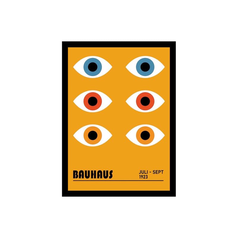 Image of BLINKART Vintage Bauhaus Retro Geometric Aesthetic Poster Gallery | Colorful Wrap Framed For Home Office Studio Living Room Modern Art Studio Decoration Abstract Shapes | (d89) | 13x10 Inch