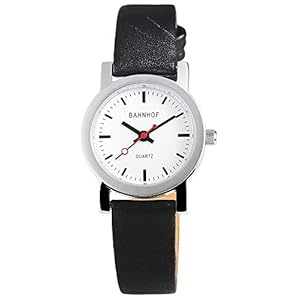 Bahnhof Dames analoog kwartshorloge met leren armband 10072200001, zwart, armband