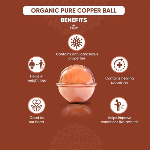 Image of Ayurvedic Copper Ball Drinking Water Purification & Infusion, Copper Metal Ball bring Integrity and Clear Thinking with Natural Energy and Meditation, Water Charger Pack of 4