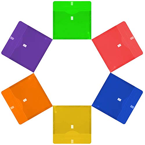 Jam Paper Plastic Expansion Envelopes With Hook & Loop Closure - Letter Booklet - 9 3/4 X 13 With 1 Inch Expansion - Assorted Colors - 6/Pack #TOP3