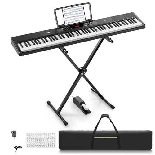Donner 88 Key Keyboard Piano for Beginners, Semi-Weighted Electric Digital Piano with 500 Tones, 128-Note Polyphony, USB MIDI, Speakers, Carry Bag, X-Stand, Pedal & Music Rest Included(DEP-07) - image 1