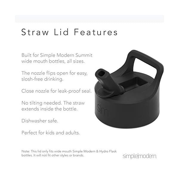 Simple Modern Water Bottle with Straw Lid Vacuum Insulated Stainless Steel Metal Thermos Bottles | Reusable Leak Proof BPA-Free Flask for Gym, Travel, Sports | Summit Collection | 32oz, Midnight Black