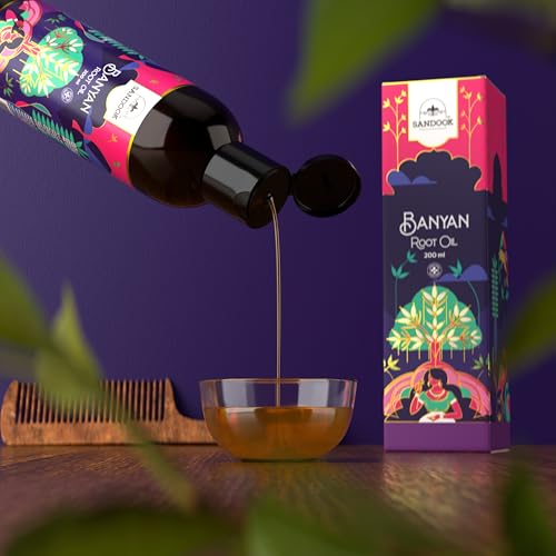 SANDOOK Banyan Root Oil | Reduce Hair Fall | Stimulate Hair Growth | Increase Hair Density | Goodness Of Sesame Oil, Jaswandaphool, Jatamansi | (200 Ml)