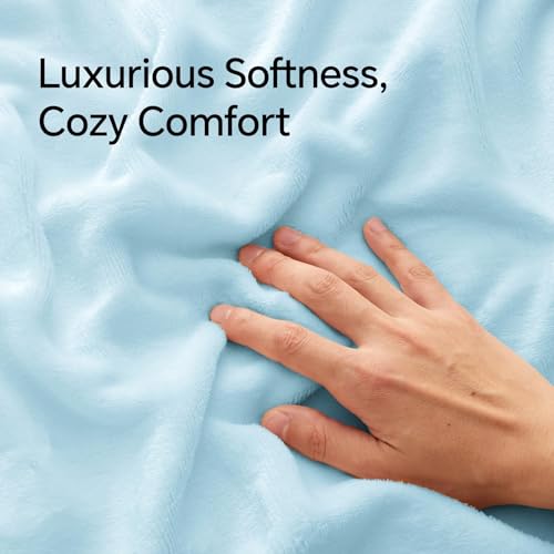 Image of BEDELITE Flannel King Size Pillow Cases Set of 2, Blue, 20x36 Inches