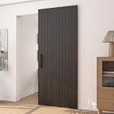 JUBEST 36'x86' Concealed Sliding Barn Door with Soft Close Hardware Kit, Black Hidden Door for Opening 28'-32'x84', Waterproof and Modern, Smooth Sliding, for Interior Using, Widely Used