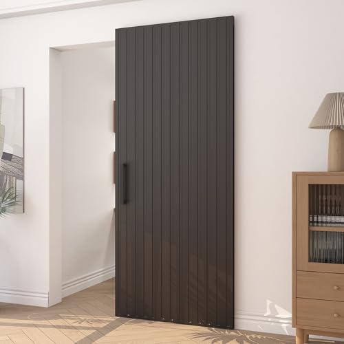 JUBEST 36'x86' Concealed Sliding Barn Door with Soft Close Hardware Kit, Black Hidden Door for Opening 28'-32'x84', Waterproof and Modern, Smooth Sliding, for Interior Using, Widely Used
