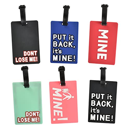 VIOCIWUO Funny Luggage Tags, Personalized Letter Travel Suitcase Baggage Tags Backpack Card Holder Identify Label with Adjustable Buckle for Women Men (PVC, 6 Styles)