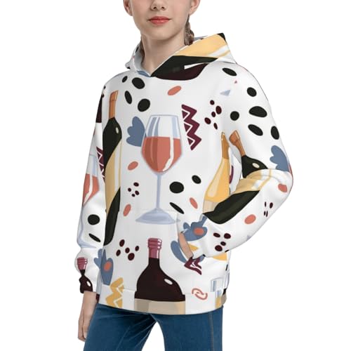 Wine Bottles Glasses Kid Hoodies Boys Sweatshirts Girls Pullover with Pocket2