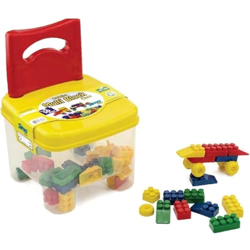 Cadeira Infantil Com Blocos de Montar 50 Peças Educativa Coloridas Brinquedo de Construção Educativo