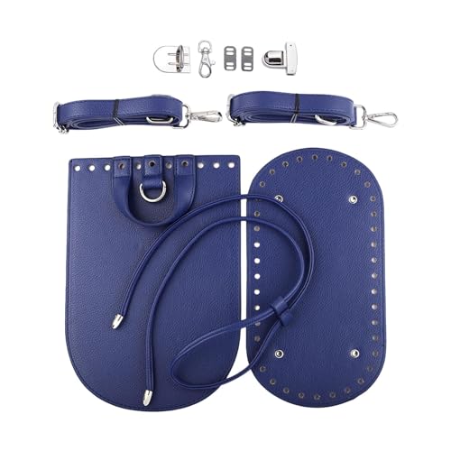 7 Pieces PU Leather Purse Making Kit,Knitting Set,Shoulder Strap Woven Bag Set,DIY Knitting Crochet Bags for DIY Women Bag, Blue