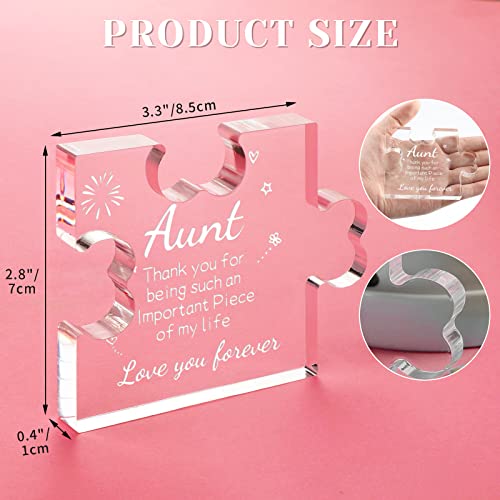 Funnli Aunt Gifts from Niece Acrylic Puzzle Plaque - Gifts for Aunt 3.35 x 2.76 Inch Desk Decorations Best Aunt Ever Gifts - Great Auntie Gifts Card for Birthday Christmas Anniversary Mothers Day