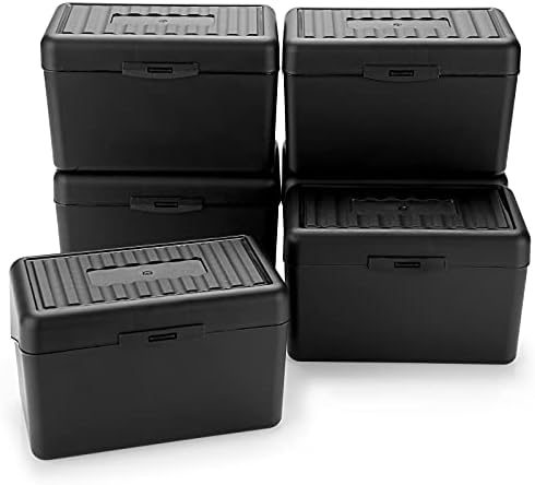 BSTKEY Set of 6 Plastic Index Card Box Storage Box Organizer, Multifunctional Index Card Holder Recipe Card Box Note Card Case for Home Office Business, Black (3 x 5 inch)