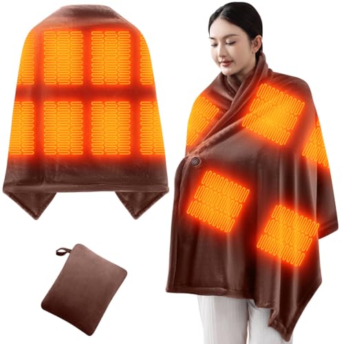 電気毛布 電気ひざ掛け 掛け敷き兼用 【3秒速暖・多用途・冬の必需品】 電気ブランケット USB給電式 150*80cm 8枚発熱ヒーター 広範囲 3段階温度調節 肩掛け毛布 自動オフ ヒーター付き 洗える 収納ポケット付き 掛け 敷きひざ掛け 肩掛け 膝掛け 足元 USBブランケット ケーブル内蔵 暖房器具 防寒対策 大判 省エネ キャンプ ソロキャンプ 車中泊 テント泊 アウトドア オフィス